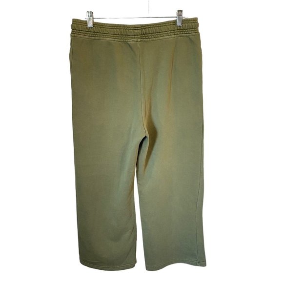 Anthropologie Daily Practice Wide Leg Crop French Terry Sweatpants Green M - Picture 3 of 5